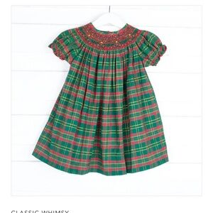 Green plaid smocked dress